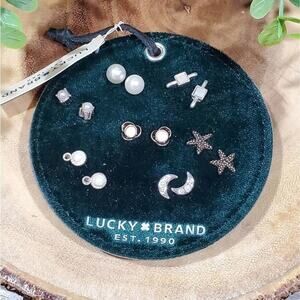 LUCKY brand pearl starfish moon crystal jeweled stud earrings‎ new!!!